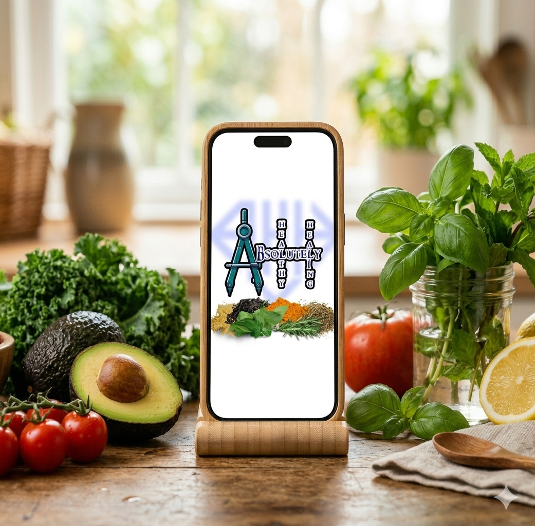 Absolutely Healthy Healing wellness brand displayed with fresh ingredients supporting natural wellness